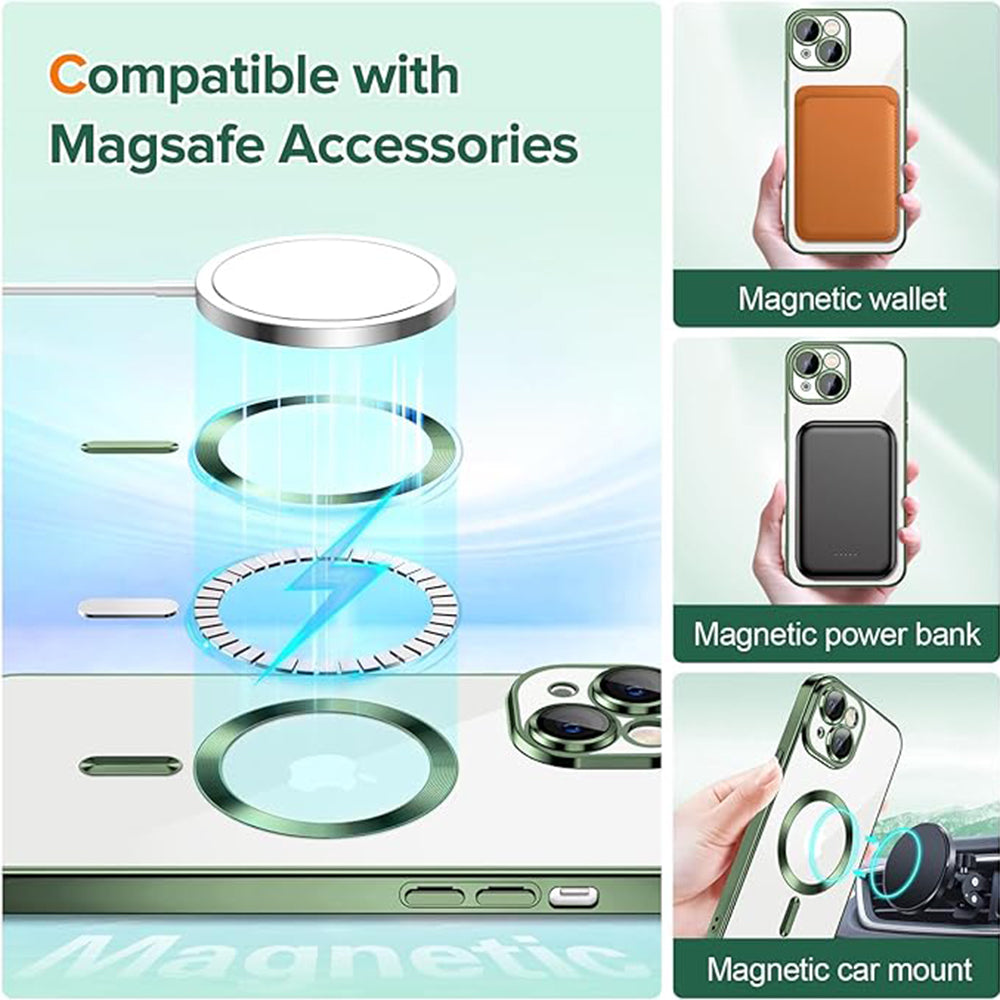 Ovitek MagSafe za Apple iPhone 15, Techsuit, Luxury Crystal, Temno zelen