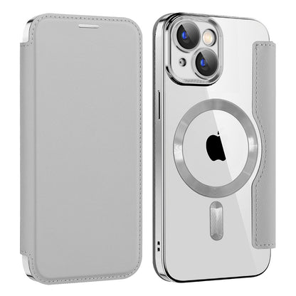 Ovitek MagSafe za Apple iPhone 15, Techsuit, SmartMag Book, Siva