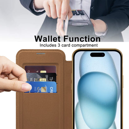 Ovitek MagSafe za Apple iPhone 15, Techsuit, SmartMag Book, rjav