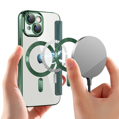 Ovitek MagSafe za Apple iPhone 15, Techsuit, SmartMag Book, Zelen