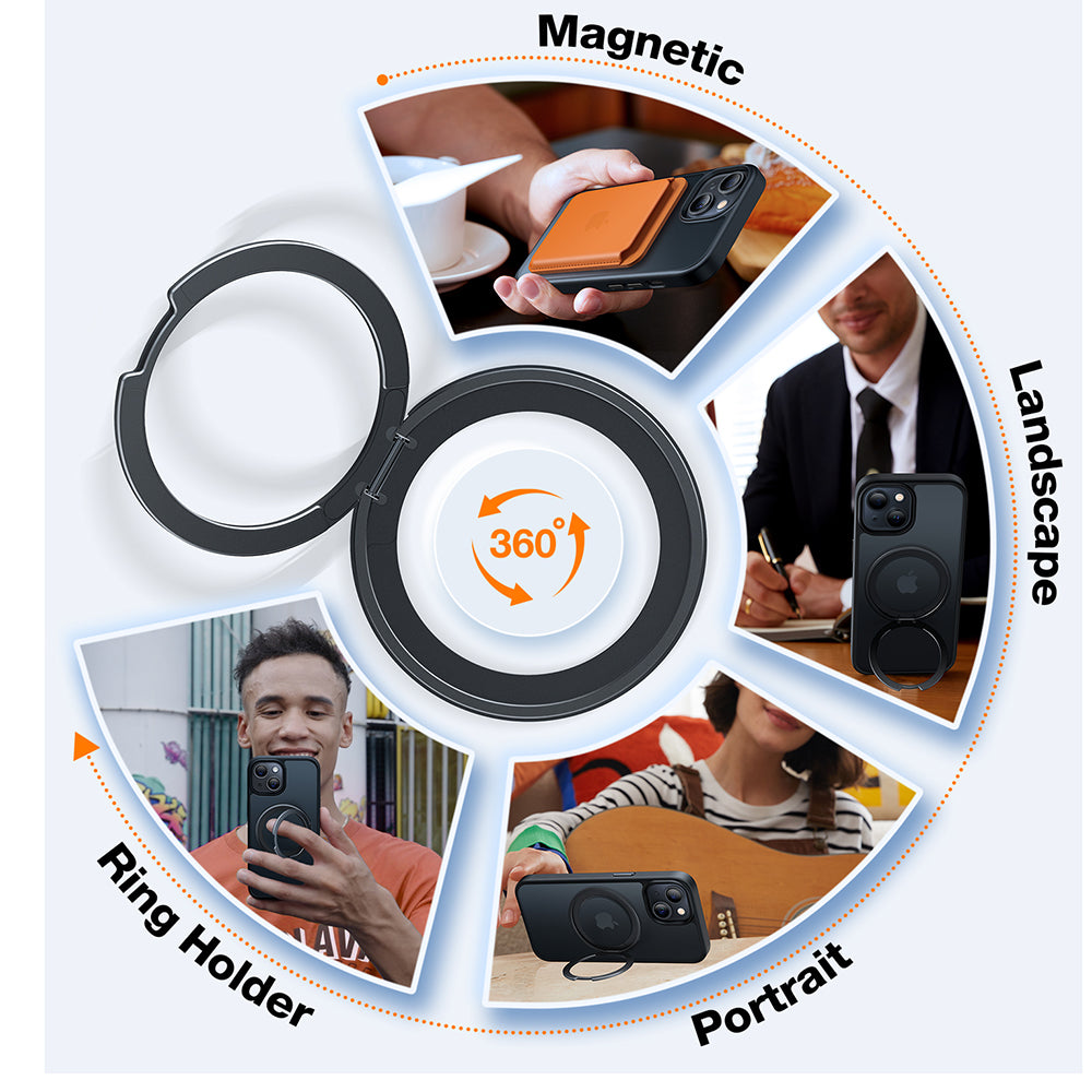 Ovitek MagSafe za Apple iPhone 15, Torras, Ostand Pro, Črn