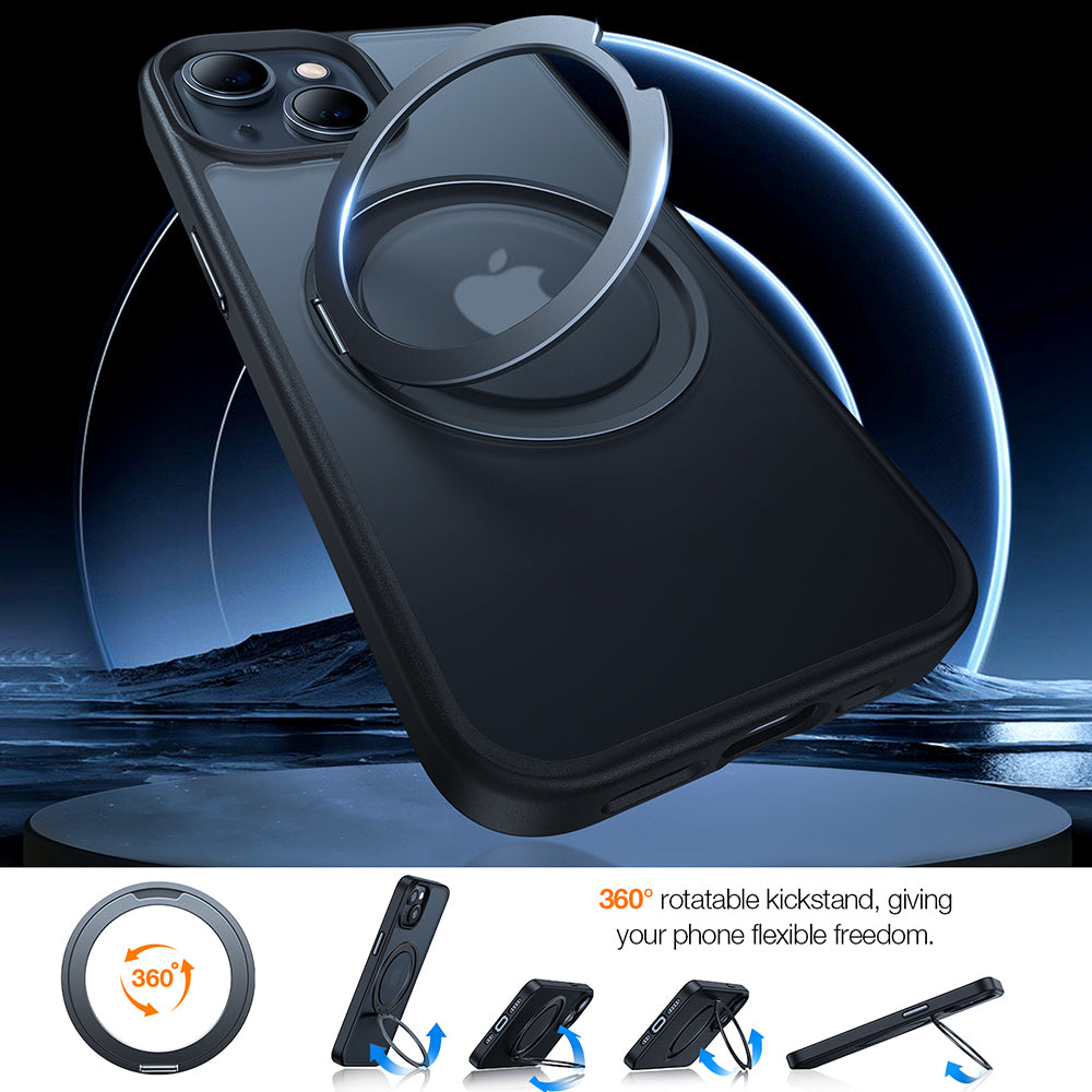 Ovitek MagSafe za Apple iPhone 15, Torras, Ostand Pro, Črn