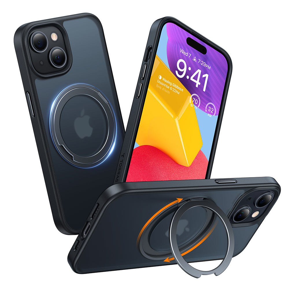 Ovitek MagSafe za Apple iPhone 15, Torras, Ostand Pro, Črn