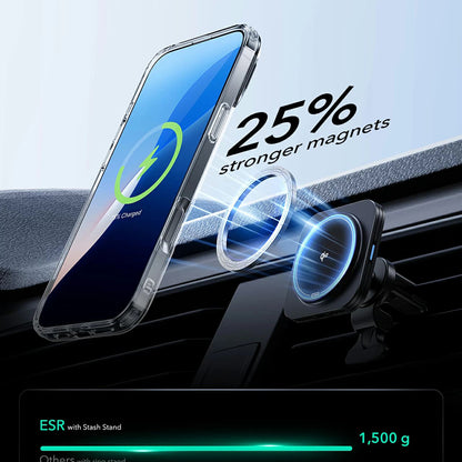 Ovitek MagSafe za Apple iPhone 16, ESR, Classic Hybrid Kickstand, Satenasto črn