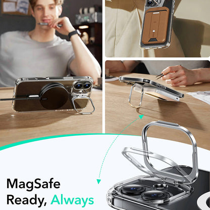 Ovitek MagSafe za Apple iPhone 16, ESR, Classic Hybrid Kickstand, Satenasto črn