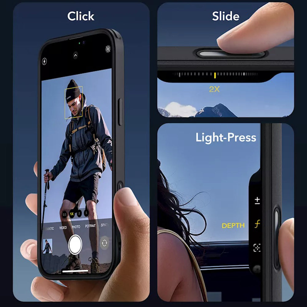 Ovitek MagSafe za Apple iPhone 16, ESR, Classic Hybrid Slide, Prozorno črn