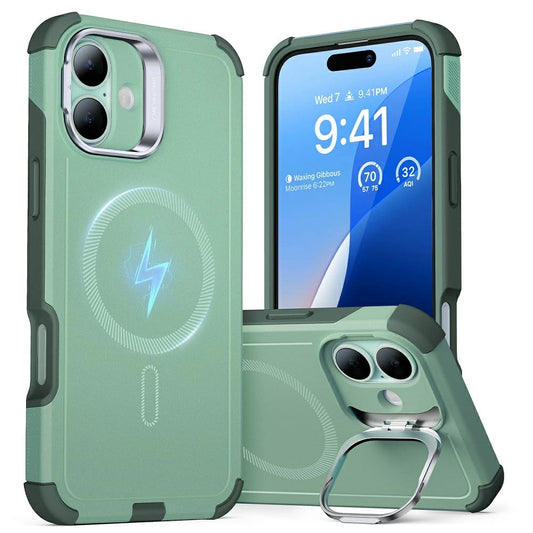 Ovitek MagSafe za Apple iPhone 16, ESR, Cyber Armor Kickstand, Zelen