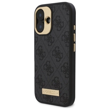MagSafe ovitek za Apple iPhone 16, Guess, 4G Logo Plate, črn