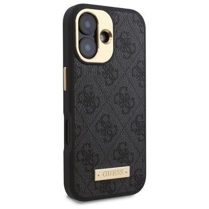 MagSafe ovitek za Apple iPhone 16, Guess, 4G Logo Plate, črn