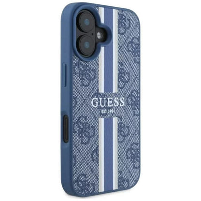 MagSafe ovitek za Apple iPhone 16, Guess, 4G Printed Stripes, Modra