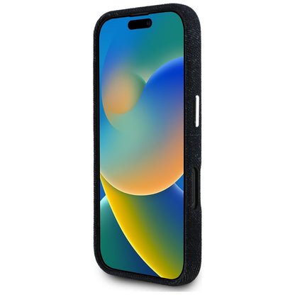 Ovitek MagSafe za Apple iPhone 16, Guess, Denim Triangle Logo, Črn