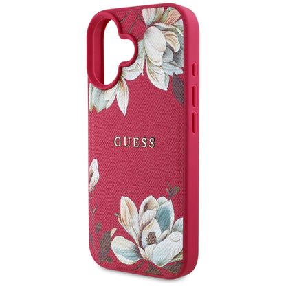 Ovitek MagSafe za Apple iPhone 16, Guess, Grained Flowers, Fuksija