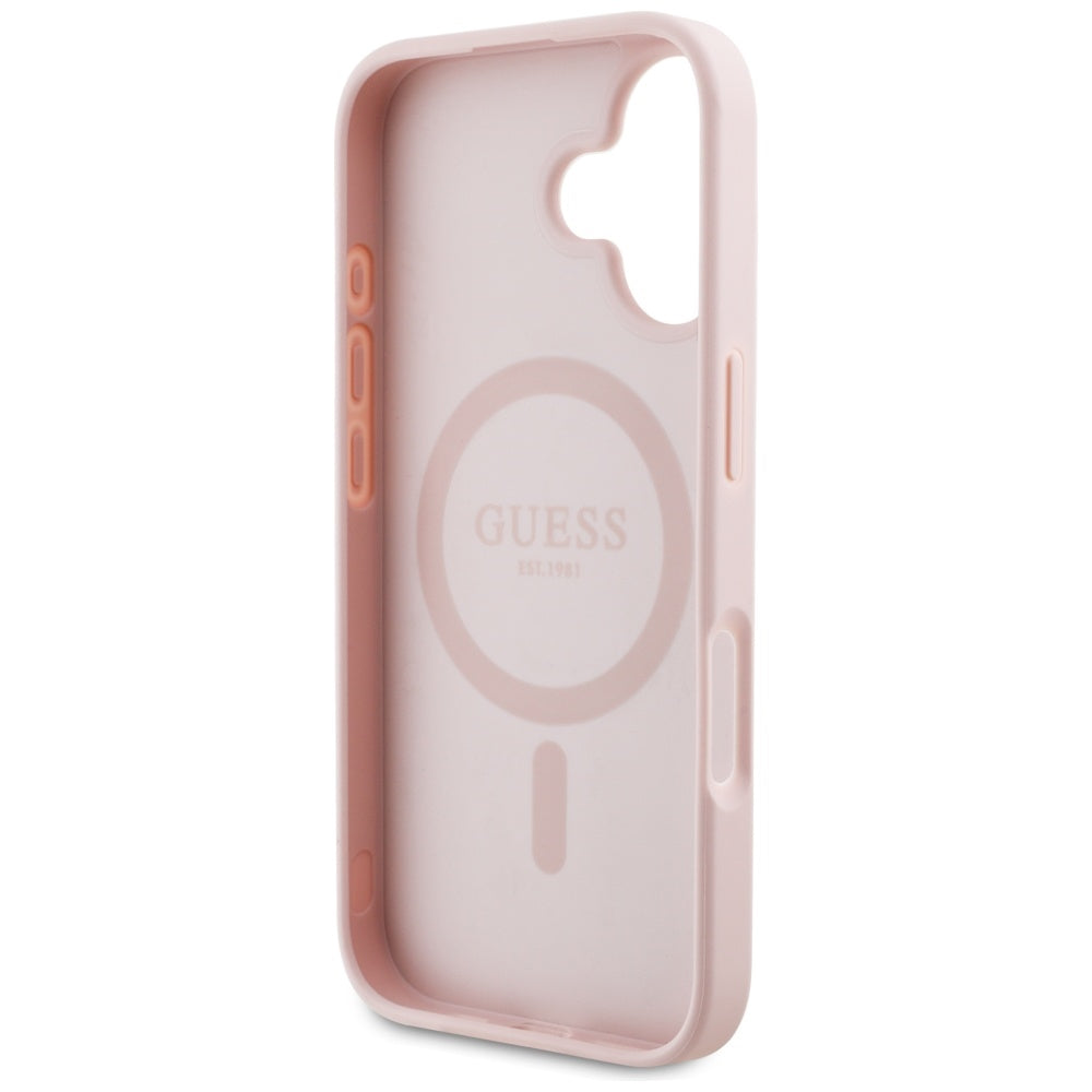 Ovitek MagSafe za Apple iPhone 16, Guess, Grained Flowers, Roza