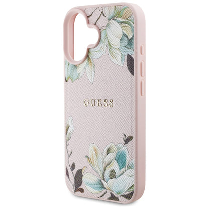 Ovitek MagSafe za Apple iPhone 16, Guess, Grained Flowers, Roza