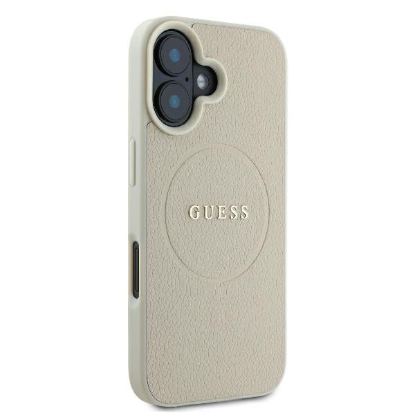 Ovitek MagSafe za Apple iPhone 16, Guess, Grained Gold Ring, Bež