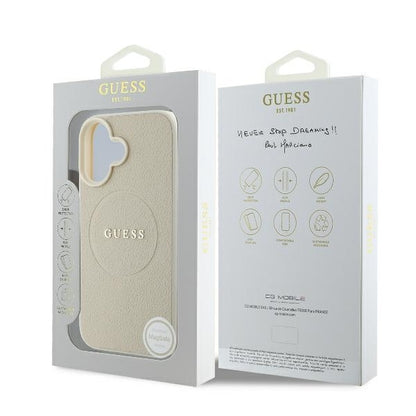 Ovitek MagSafe za Apple iPhone 16, Guess, Grained Gold Ring, Bež