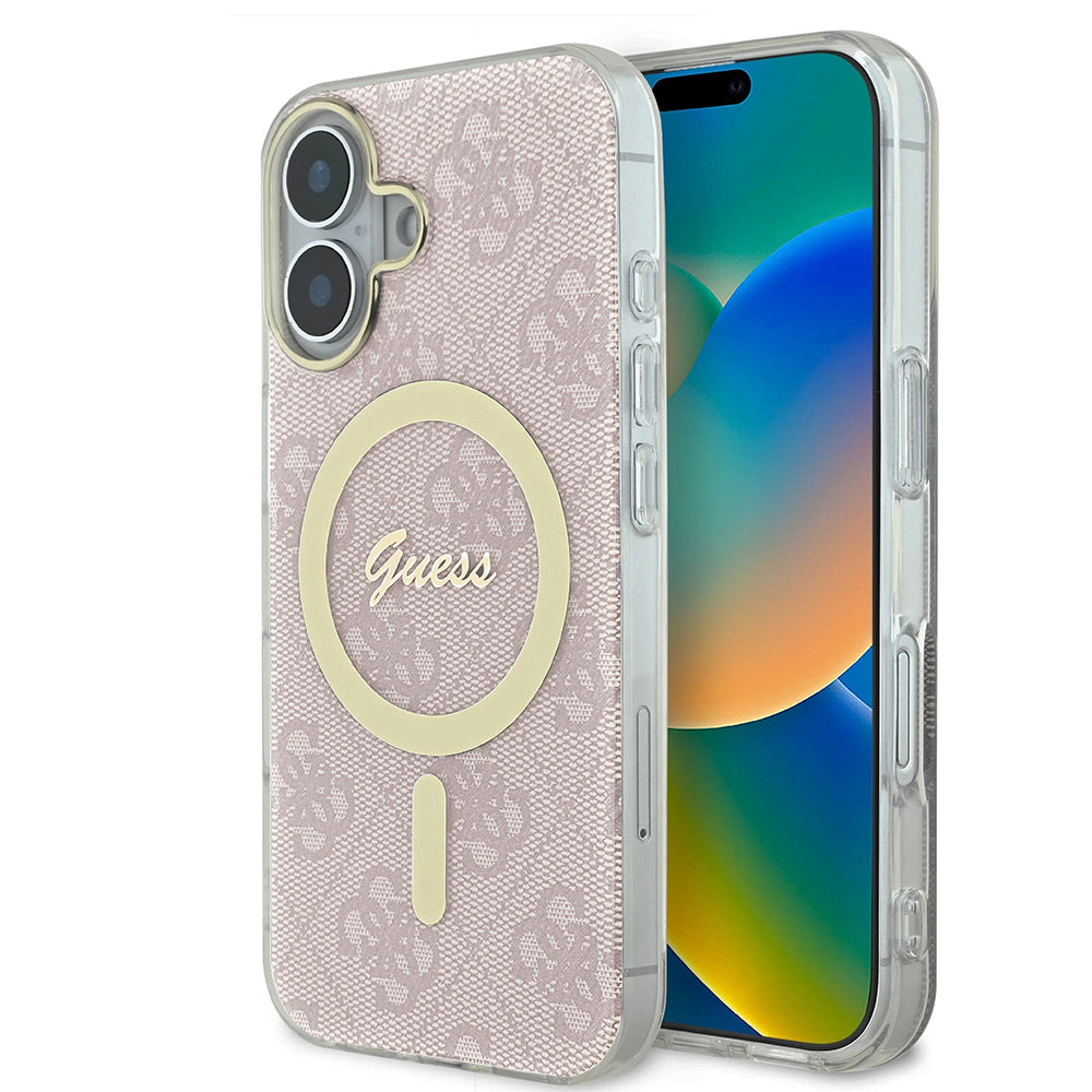 Ovitek MagSafe za Apple iPhone 16, Guess, IML 4G, Roza