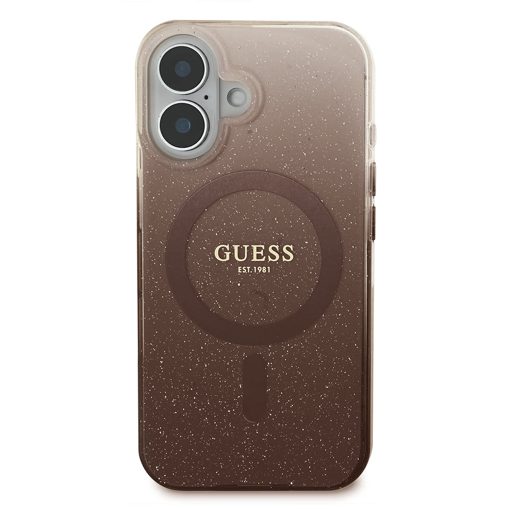 Ovitek MagSafe za Apple iPhone 16, Guess, IML Glitter Gradient, Rjava