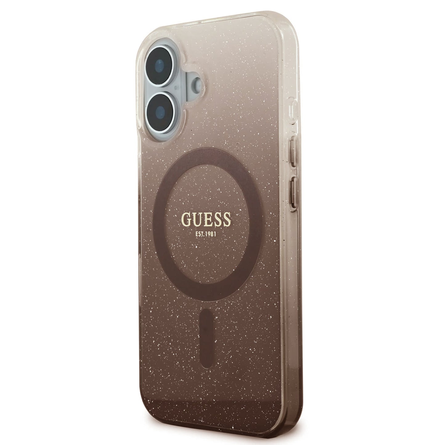 Ovitek MagSafe za Apple iPhone 16, Guess, IML Glitter Gradient, Rjava