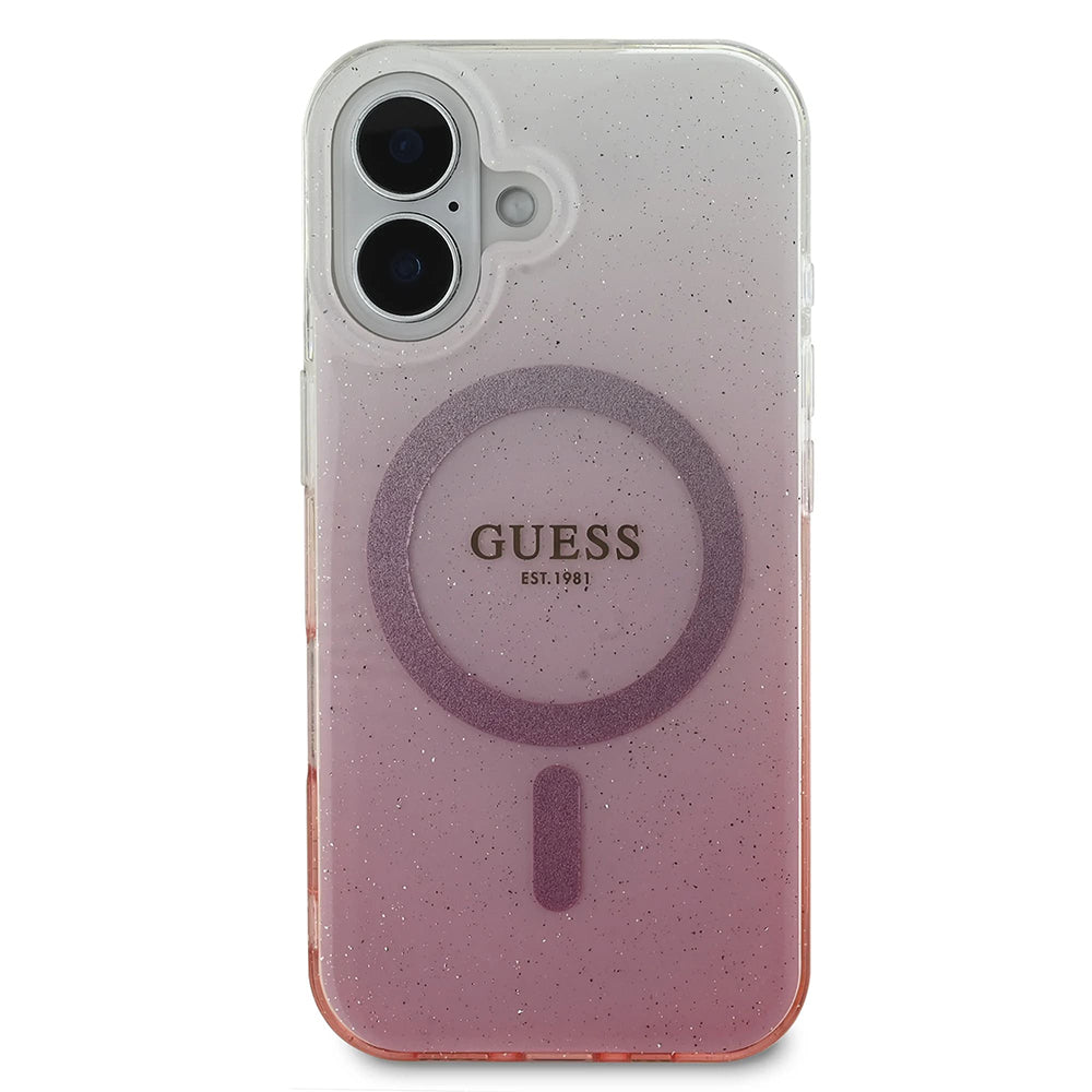 Ovitek MagSafe za Apple iPhone 16, Guess, IML Glitter Gradient, Roza