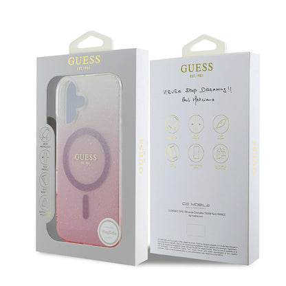 Ovitek MagSafe za Apple iPhone 16, Guess, IML Glitter Gradient, Roza