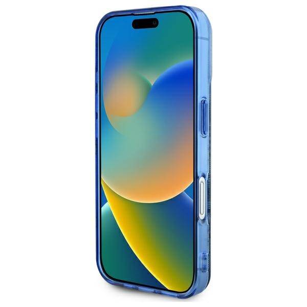 MagSafe ovitek za Apple iPhone 16, Guess, IML Peony On 4G Background, Modra