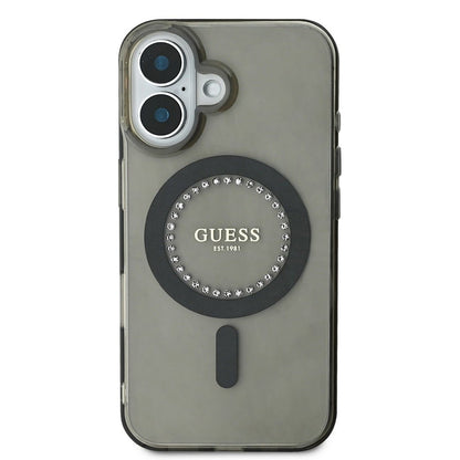 Ovitek MagSafe za Apple iPhone 16, Guess, IML Rhinestone, črn