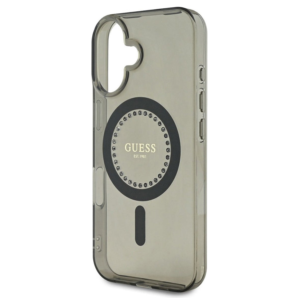 Ovitek MagSafe za Apple iPhone 16, Guess, IML Rhinestone, črn