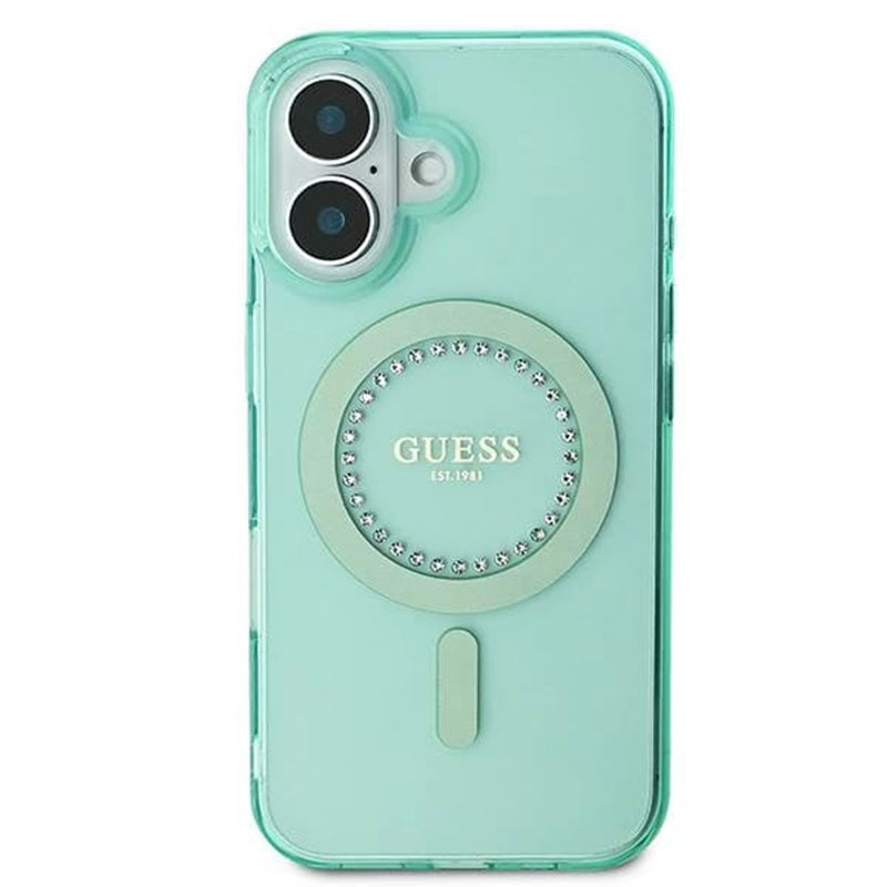 Ovitek MagSafe za Apple iPhone 16, Guess, IML Rhinestone, Zelen
