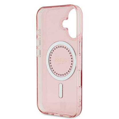 MagSafe ovitek za Apple iPhone 16, Guess, IML Rhinestones Ring, Roza GUHMP16SPFTDTEP