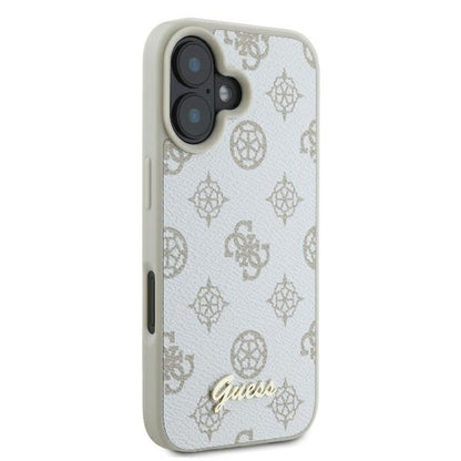 MagSafe Case for Apple iPhone 16, Guess, Peony Script, White