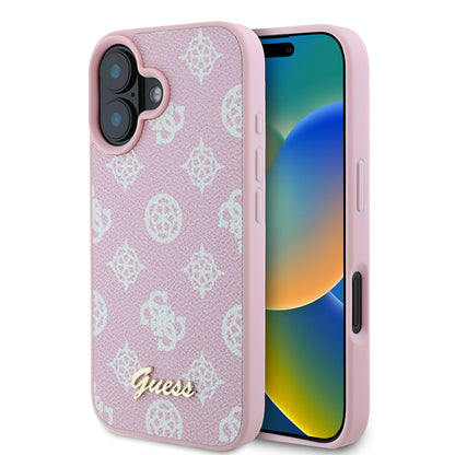 MagSafe ovitek za Apple iPhone 16, Guess, Peony Script, Roza
