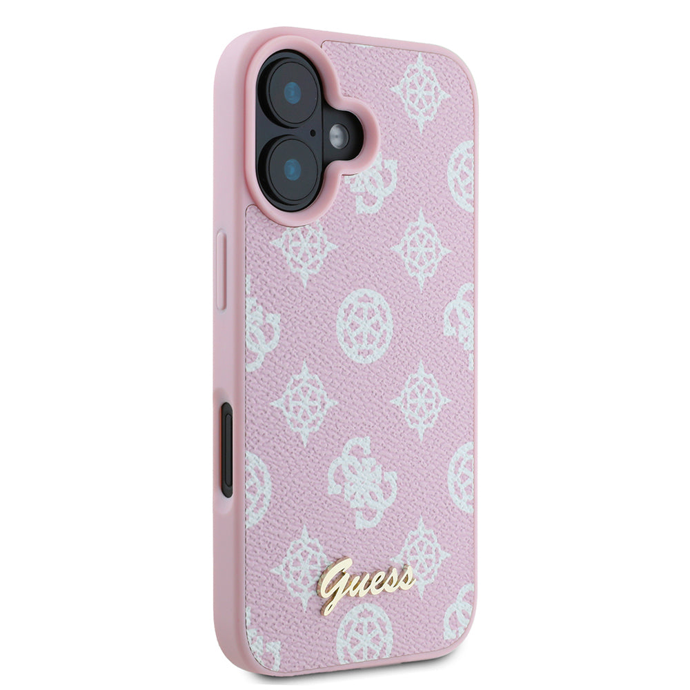 MagSafe ovitek za Apple iPhone 16, Guess, Peony Script, Roza