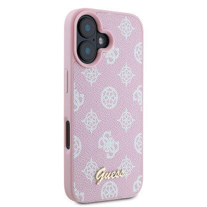 MagSafe ovitek za Apple iPhone 16, Guess, Peony Script, Roza