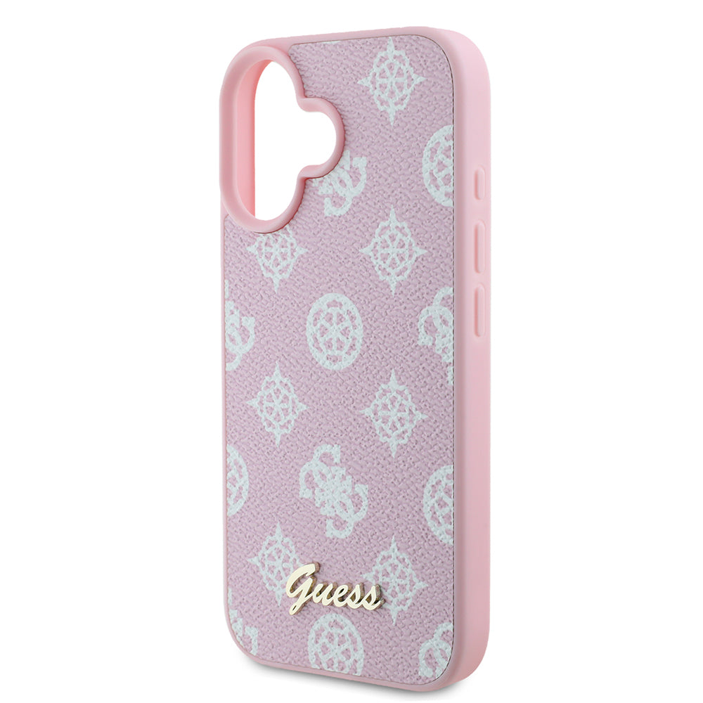 MagSafe ovitek za Apple iPhone 16, Guess, Peony Script, Roza