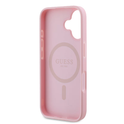 MagSafe ovitek za Apple iPhone 16, Guess, Peony Script, Roza