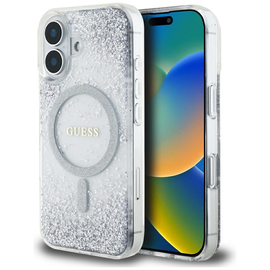Ovitek MagSafe za Apple iPhone 16, Guess, Resin Gradient Glitter, Srebrn