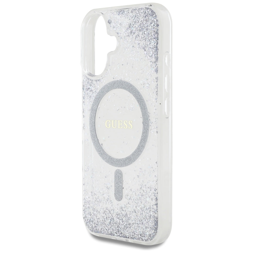 Ovitek MagSafe za Apple iPhone 16, Guess, Resin Gradient Glitter, Srebrn