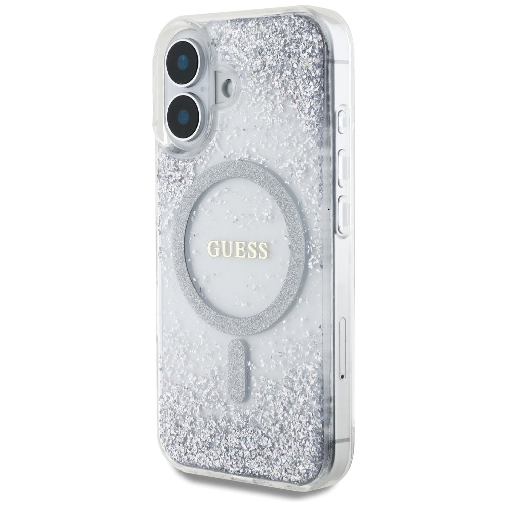 Ovitek MagSafe za Apple iPhone 16, Guess, Resin Gradient Glitter, Srebrn