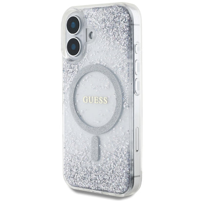 Ovitek MagSafe za Apple iPhone 16, Guess, Resin Gradient Glitter, Srebrn