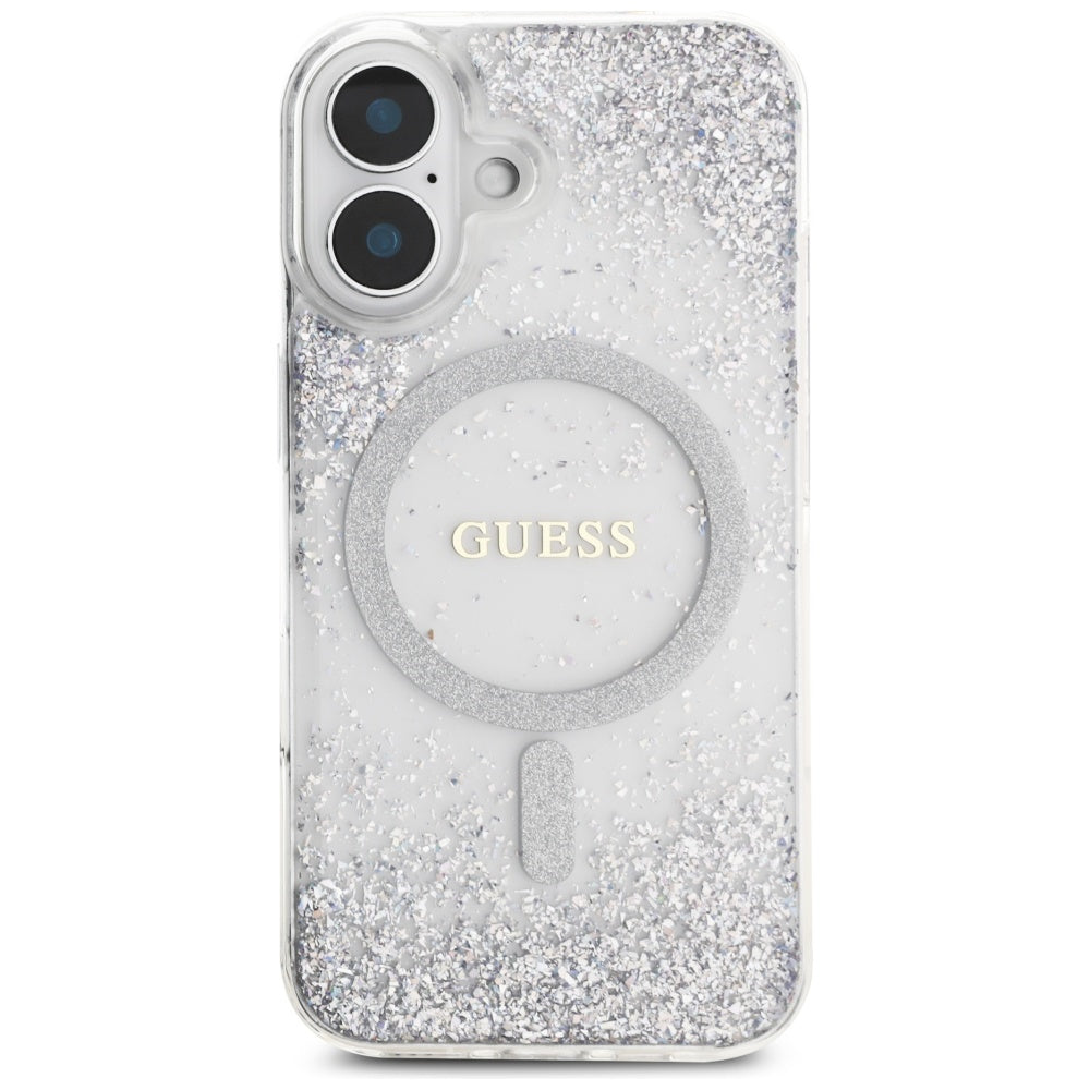 Ovitek MagSafe za Apple iPhone 16, Guess, Resin Gradient Glitter, Srebrn