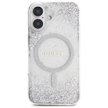 Ovitek MagSafe za Apple iPhone 16, Guess, Resin Gradient Glitter, Srebrn