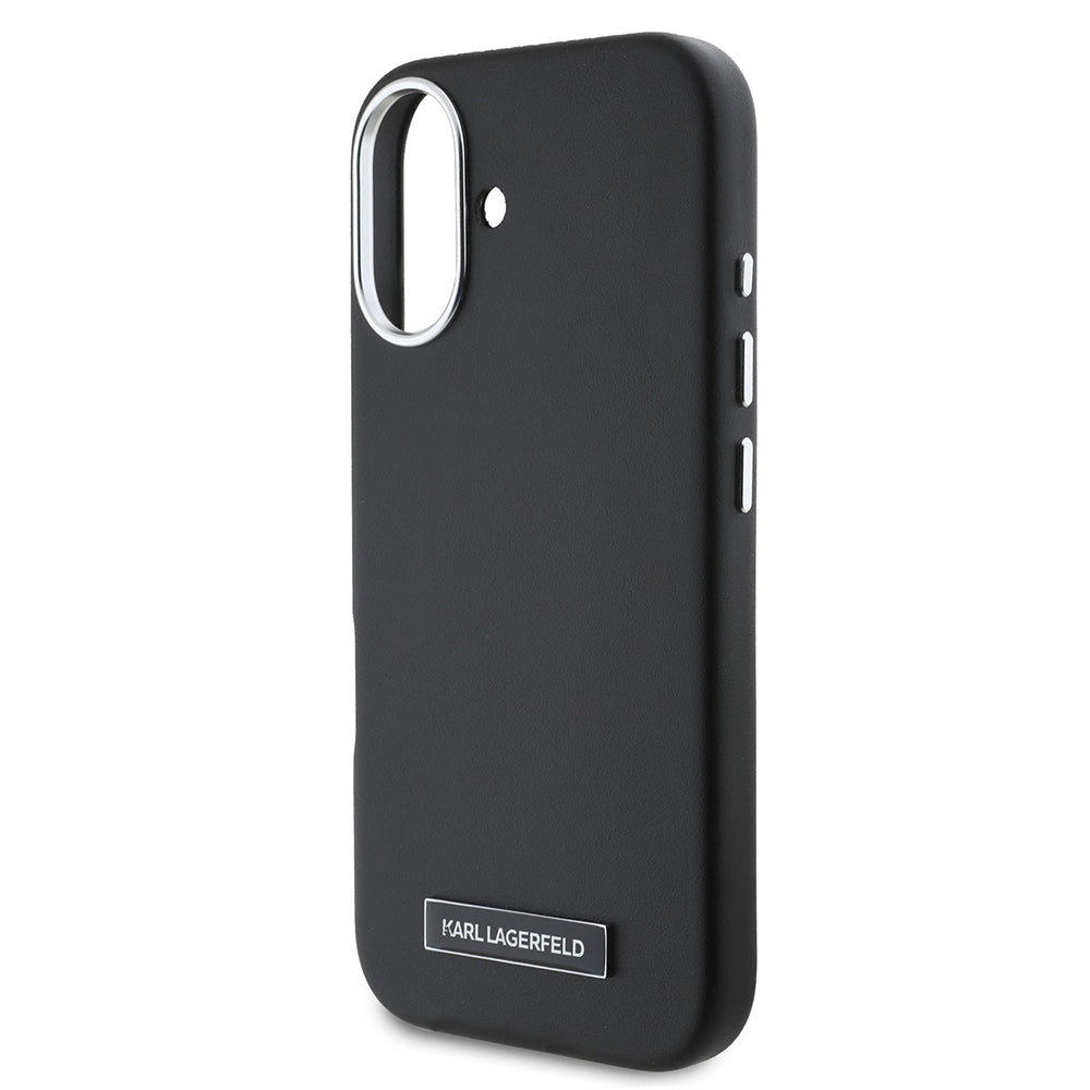 MagSafe Case for Apple iPhone 16, Karl Lagerfeld, FW Metal Plate, Black