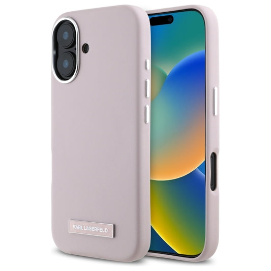 Ovitek MagSafe za Apple iPhone 16, Karl Lagerfeld, FW Metal Plate, Roza