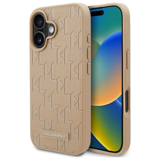 Ovitek MagSafe za Apple iPhone 16, Karl Lagerfeld, Hot Stamp, Bež