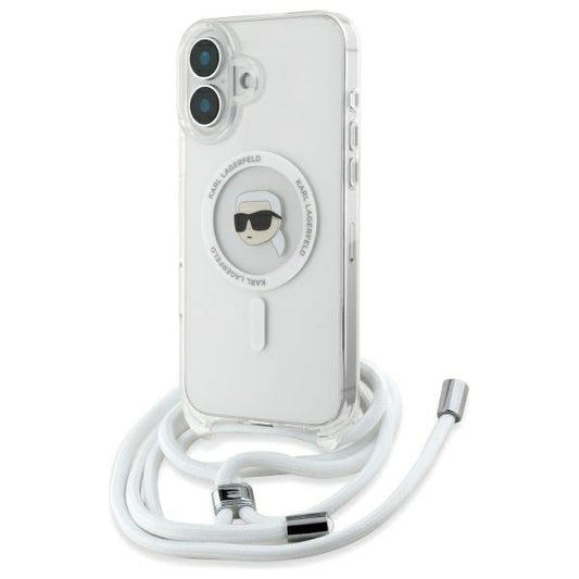 MagSafe ovitek za Apple iPhone 16, Karl Lagerfeld, IML Crossbody Karl's Head, Prozoren