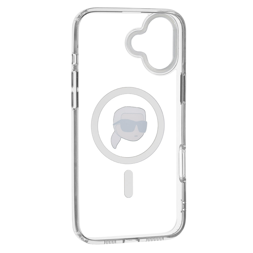 Ovitek MagSafe za Apple iPhone 16, Karl Lagerfeld, IML Metal Karl's Head, Bela