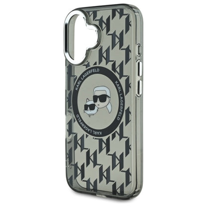 Ovitek MagSafe za Apple iPhone 16, Karl Lagerfeld, IML Monogram Karl & Choupette's Heads, Črn