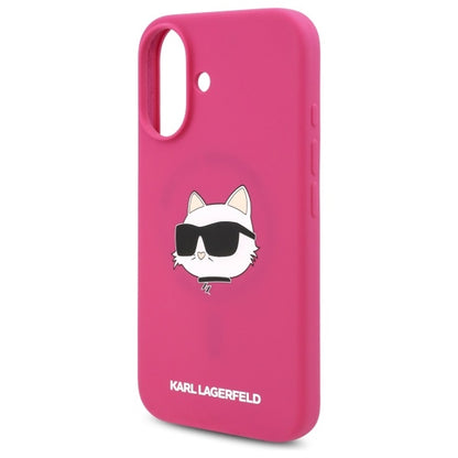 Ovitek MagSafe za Apple iPhone 16, Karl Lagerfeld, Silikon Choupette's Head, Fuksija