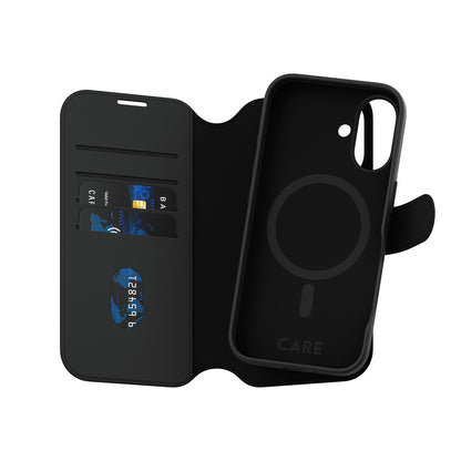 Ovitek MagSafe za Apple iPhone 16, PanzerGlass, Care Feature Tango Two-in-One, Črn